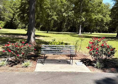 Rosepine Historical Society Park Bench and Memorial Plaque.